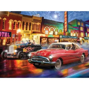 50's Drag Race Jigsaw Puzzle Bits and Pieces