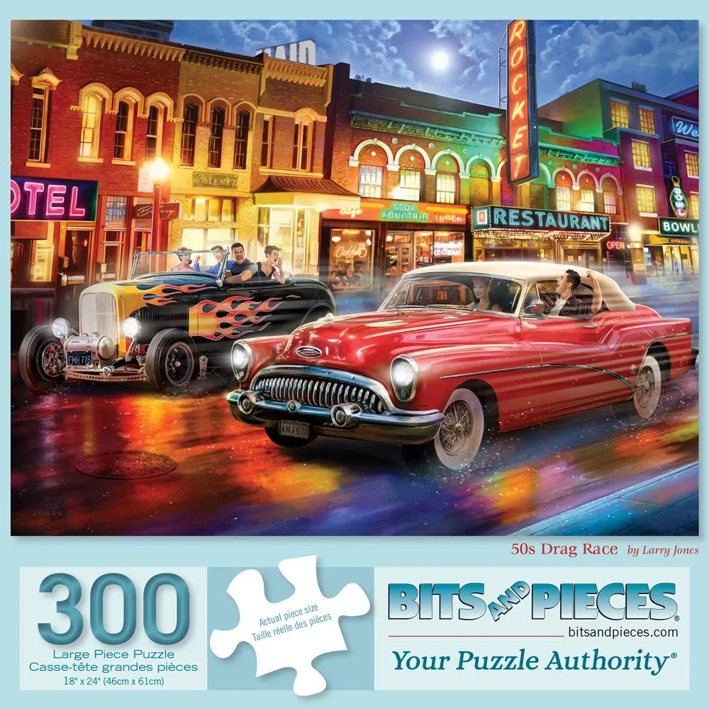 50's Drag Race Jigsaw Puzzle Bits and Pieces
