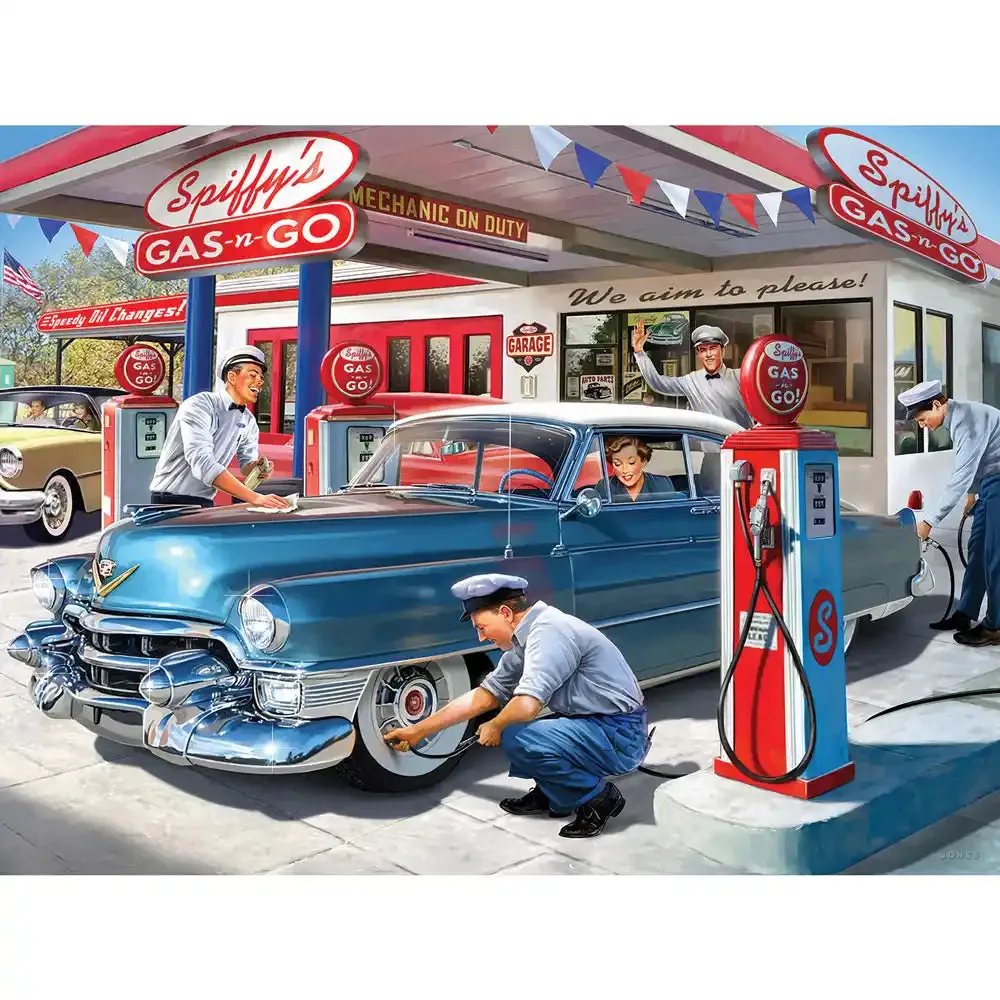 50s Service Station Jigsaw Puzzle Bits and Pieces