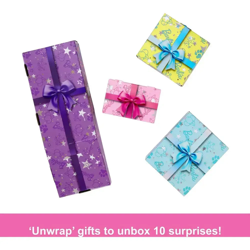 Barbie Party Unboxed Pet Birthday Series  Shimmerin’ Hearts Doll Set