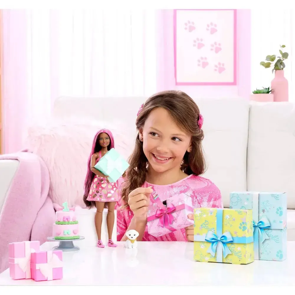 Barbie Party Unboxed Pet Birthday Series  Shimmerin’ Hearts Doll Set