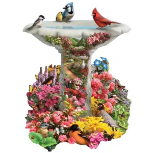 Birdbath Garden Shaped Jigsaw Puzzle Bits and Pieces