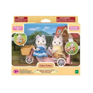Calico Critters Tandem Cycling Set with Husky Sister & Brother
