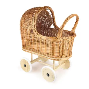 Egmont Toys Pram Wicker Rubber Wheels   Bedding