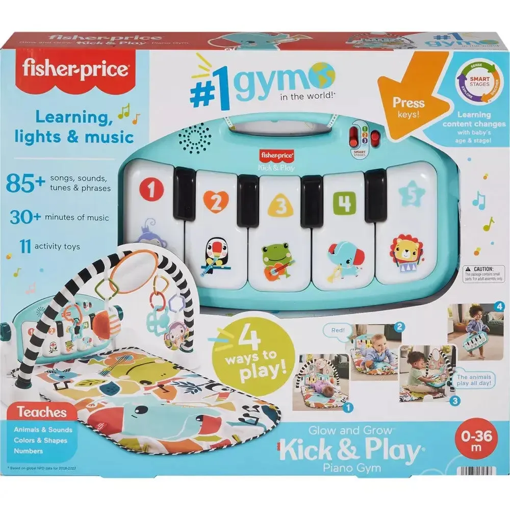 Fisher-Price Glow and Grow Kick & Play Piano Gym (Blue)