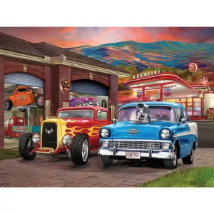 Hot Rod Sunset Jigsaw Puzzle Bits and Pieces