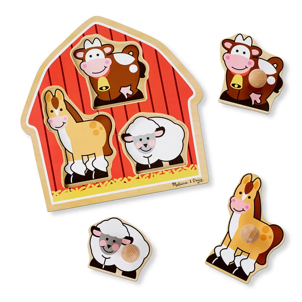 Melissa and Doug Barnyard Animals 3 Piece Jumbo Knob Puzzle