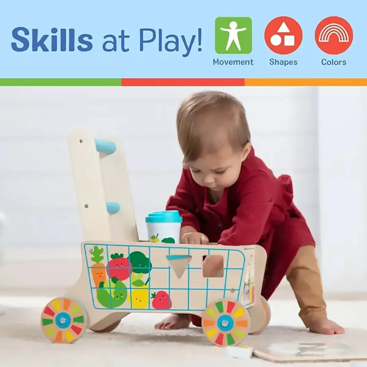 Melissa and Doug Wooden Shape Sorting Grocery Cart