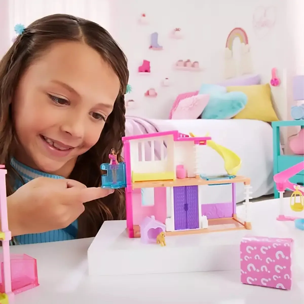 Mini Barbie Land House Yellow Water slide