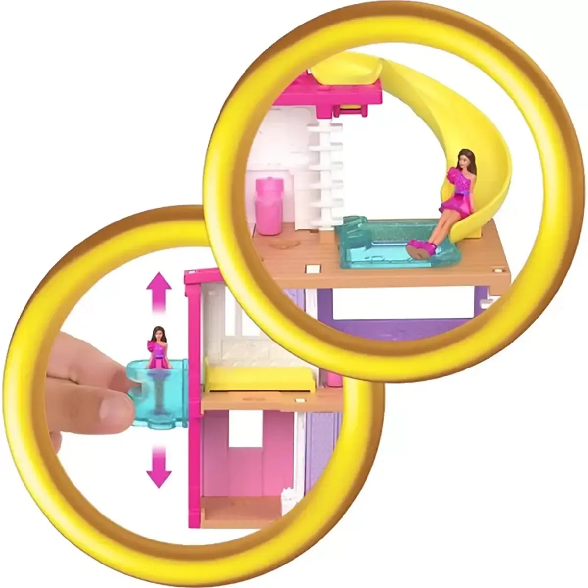 Mini Barbie Land House Yellow Water slide