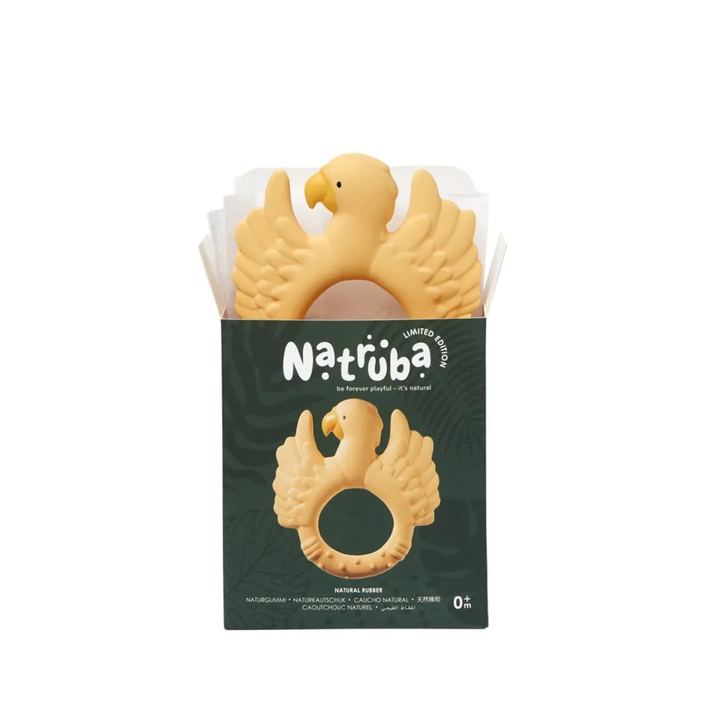 Natruba: Natural Rubber Teether Parrot - Yellow