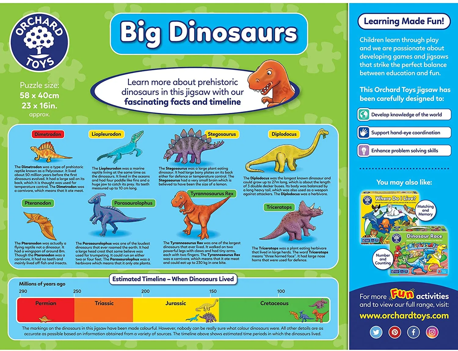 Orchard Toys 50 Pieces Big Dinosaurs Wise - Kids Toys