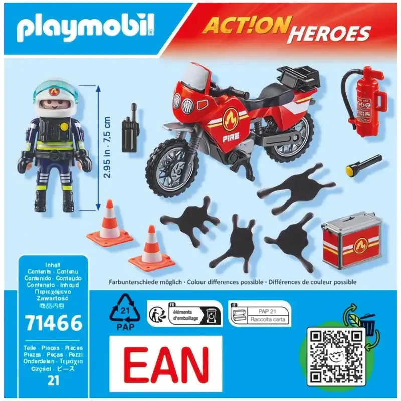 Playmobil Action Heroes Fire Motorcycle Playset 71466