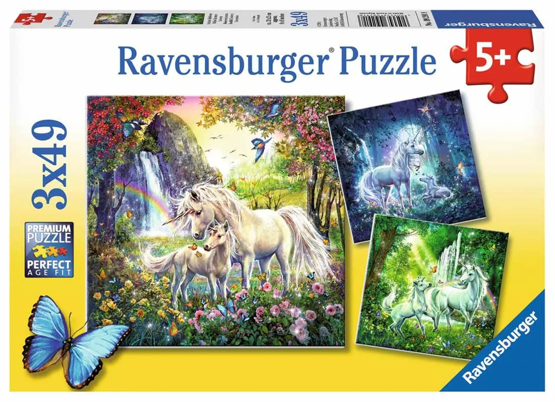 Ravensburger 3 x 49 P Beautiful Unicorns Wise - Kids Toys