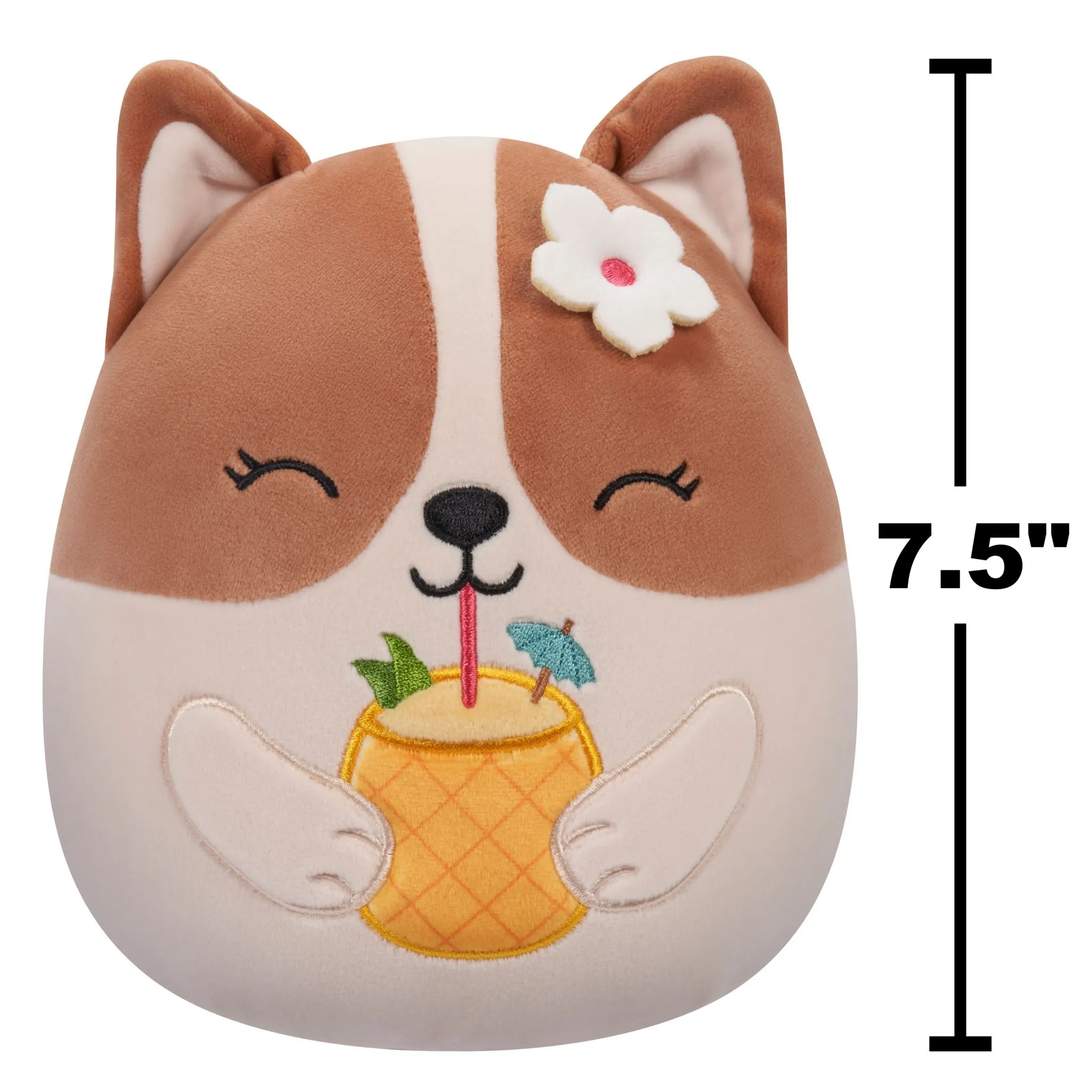 Squishmallows 7.5 Inch Plush Regina Brown And White Corgi