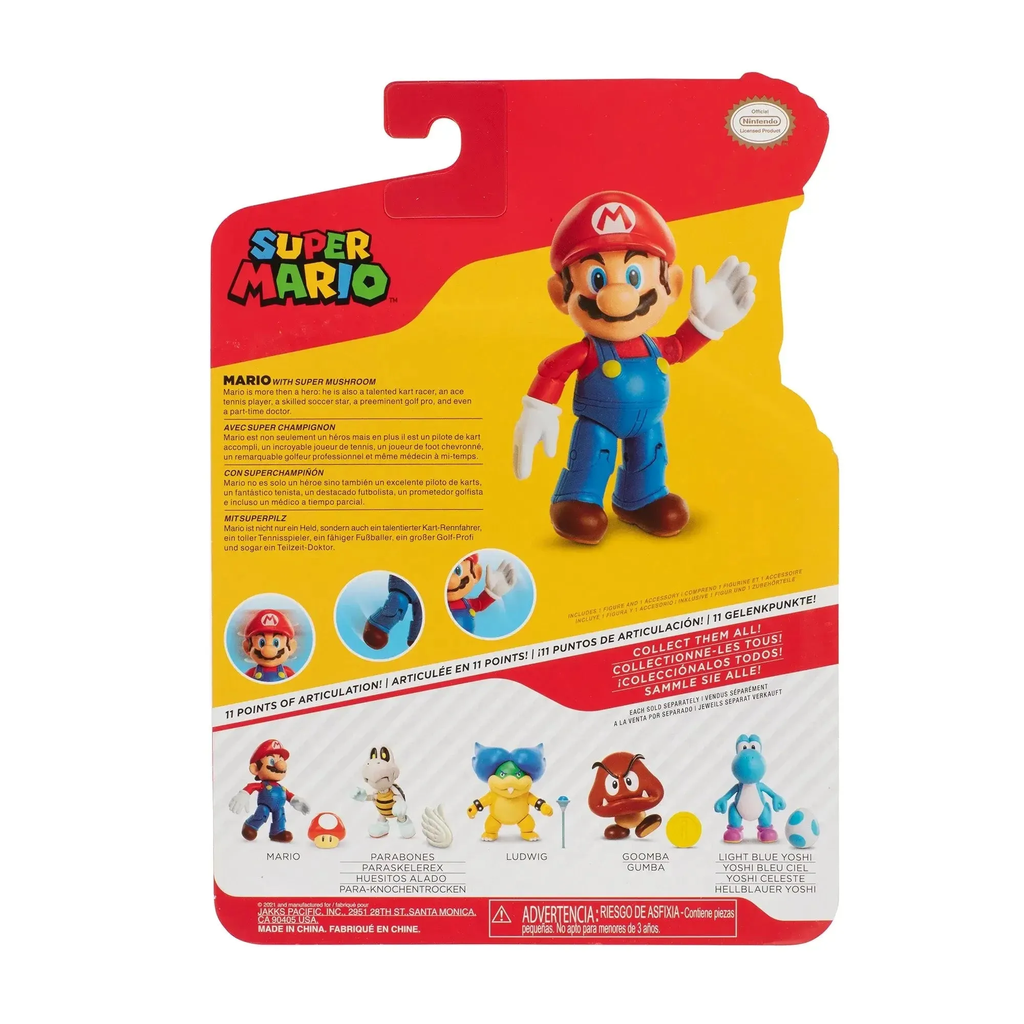 Super Mario Super Mario with Red Mushroom 4-Inch Action Figure