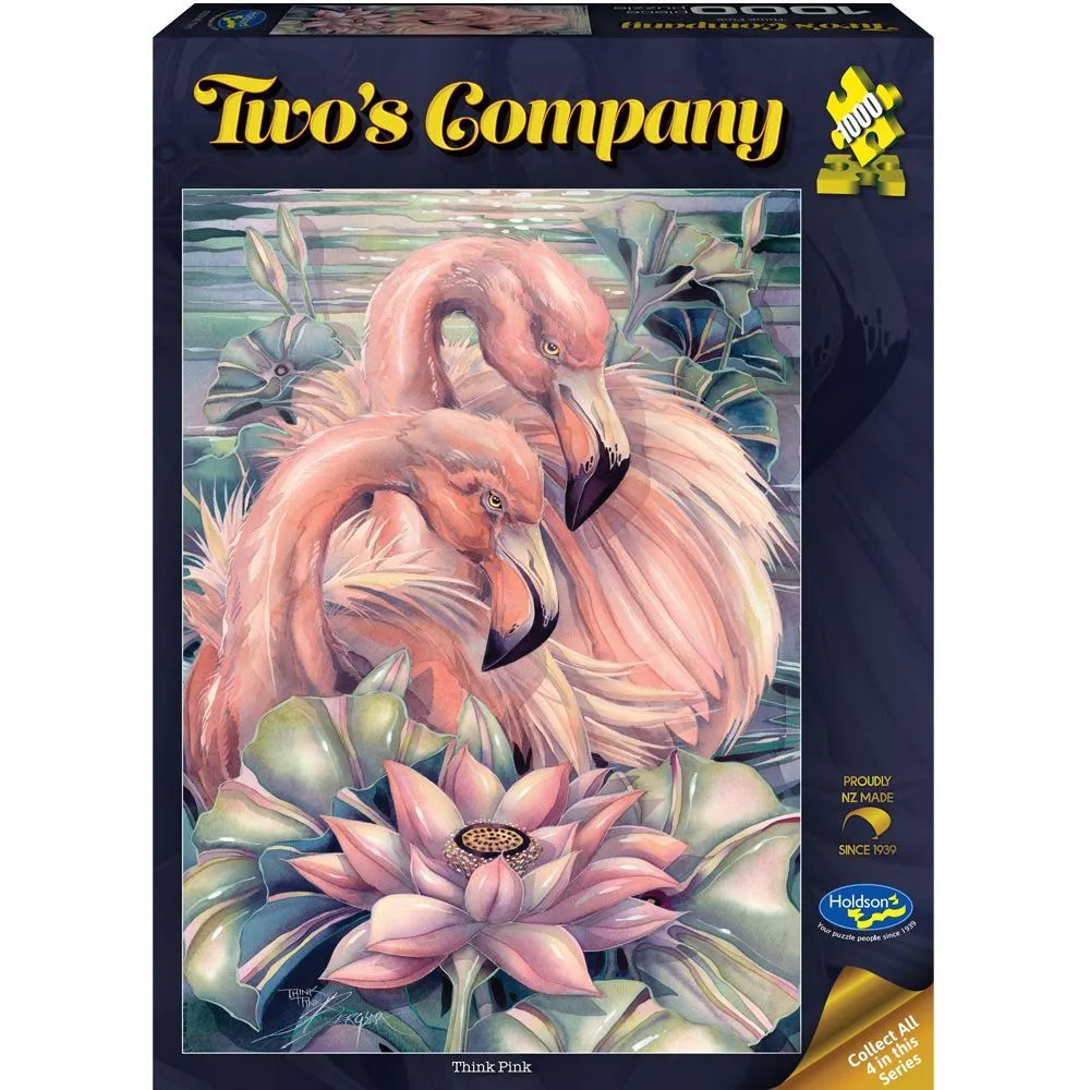 TWO'S COMPANY 1000 PIECE PUZZLE THINK PINK FLAMINGO