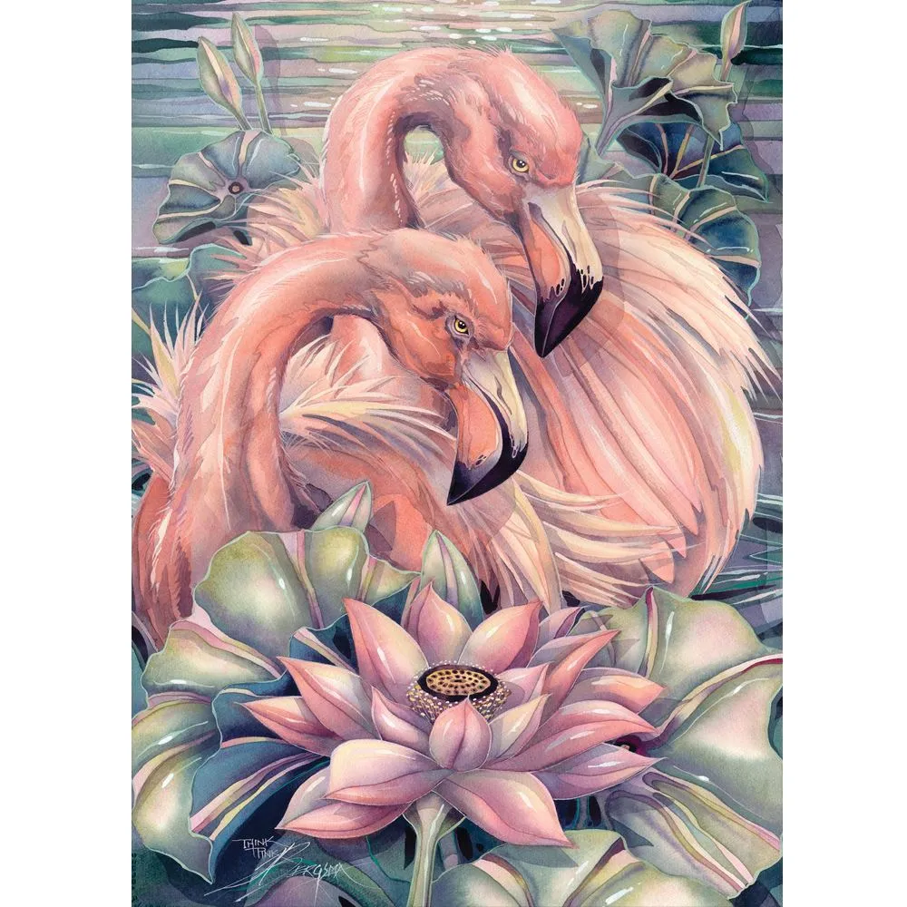 TWO'S COMPANY 1000 PIECE PUZZLE THINK PINK FLAMINGO