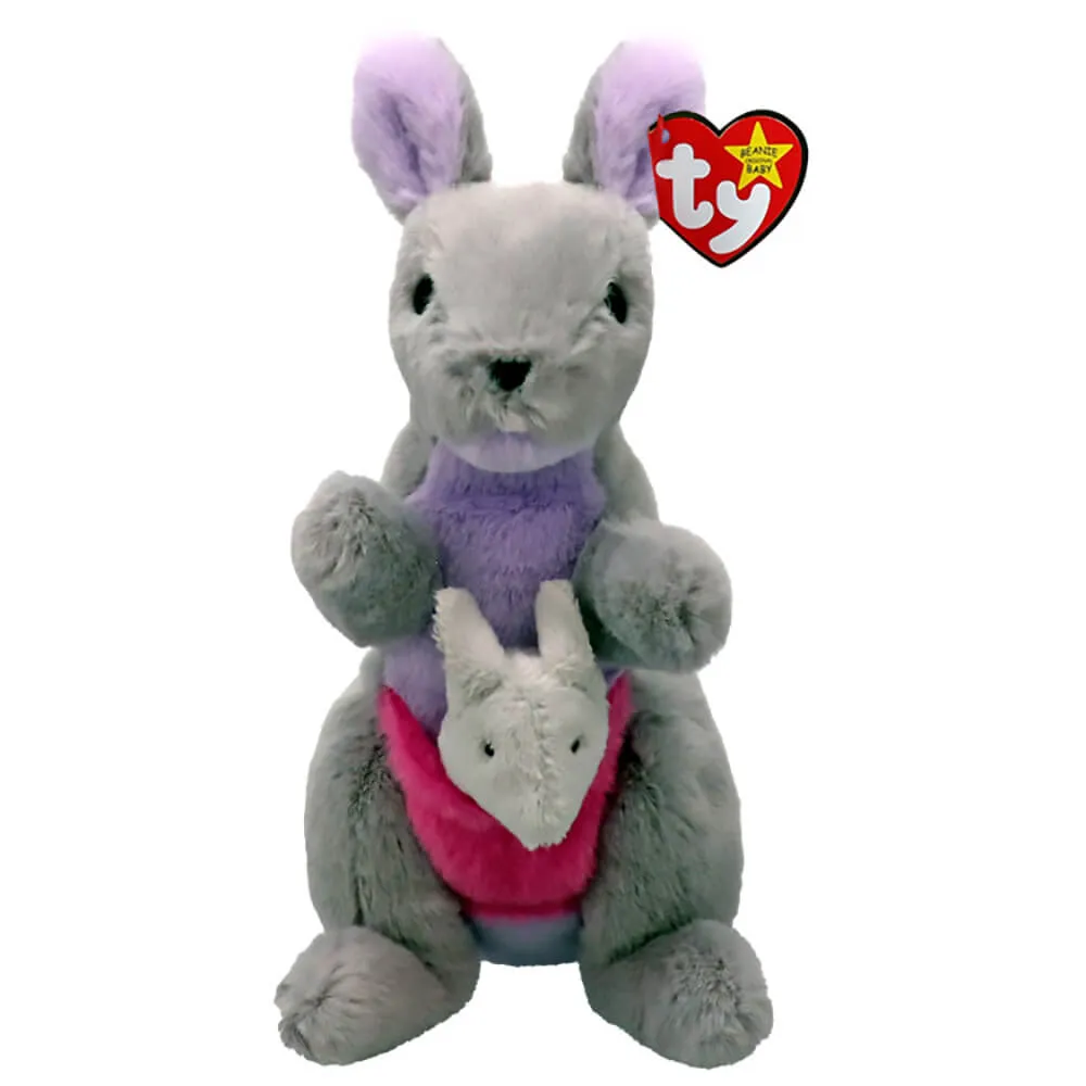 Ty Beanie Baby Kayla the Grey Kangaroo Plush wth Joey