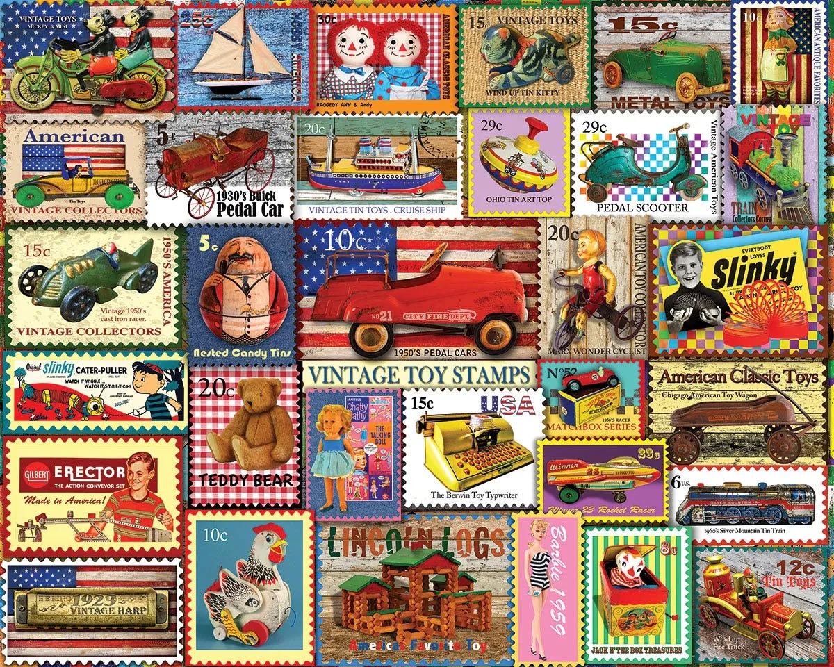 Vintage Toy Stamps (1971pz) - 1000 Piece Jigsaw Puzzle White Mountain