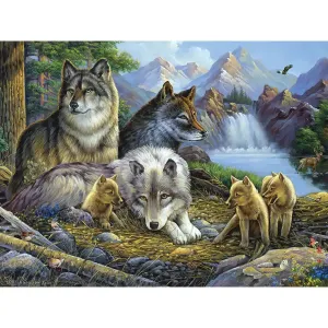 Wolves at the Waterfall Jigsaw Puzzle Bits and Pieces